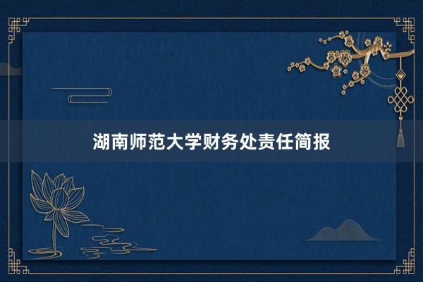 湖南师范大学财务处责任简报