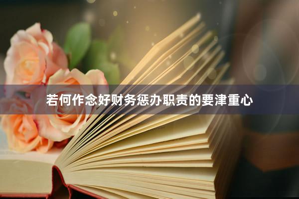 若何作念好财务惩办职责的要津重心